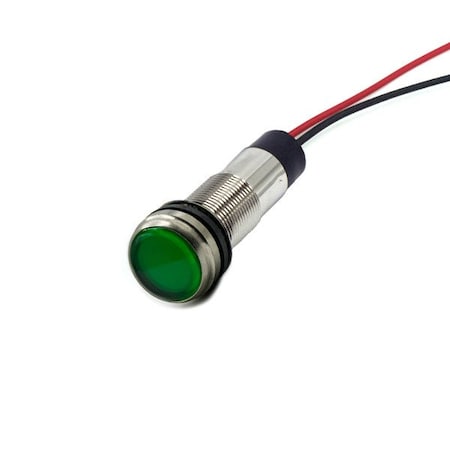 Dialight Led Panel Mount Indicators 1/2 Flat Green 12Vdc W/Leads 656-1203-303F